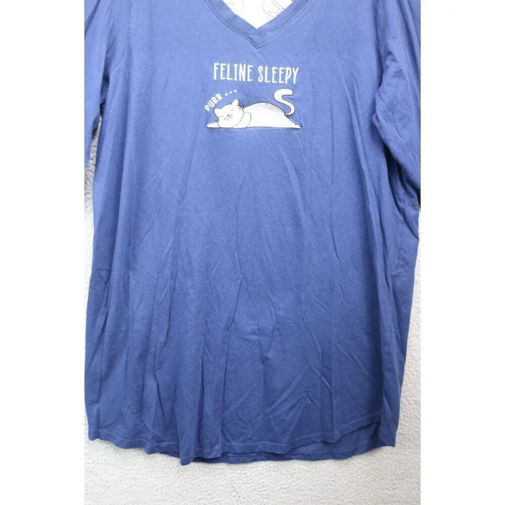 Rene' Rofe' 3/4 Sleeve Nightgown-"Feline Sleepy"-Size 1X - Picture 2 of 11